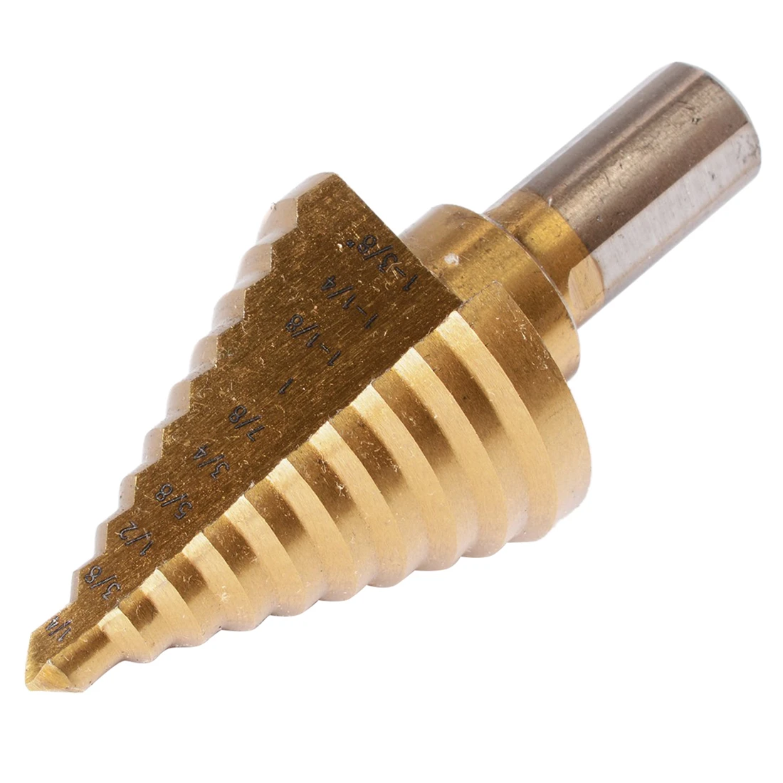 1/4 - 1-3/8 inch Titanium Steel Metal UNI Variable Stepped Down Drill Bit Unbit Tool Gold drill bit set tools 1/4 - 1-3/8 inch Titanium Steel Metal UNI Variable Stepped Down Drill Bit Unbit Tool Gold drill bit set tools
