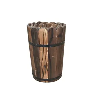 

Simulation Flower Carbonization Anti-corrosion Wood Flower Pot Old Retro Floor High Flower Pot Wedding Props Shoot Decoration