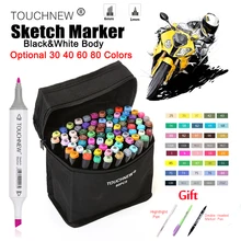 TOUCHNEW 40/60/80 цветов в наборе маркеры на спиртовой основе с двойным наконечником для рисования, эскизов, аниме и манги