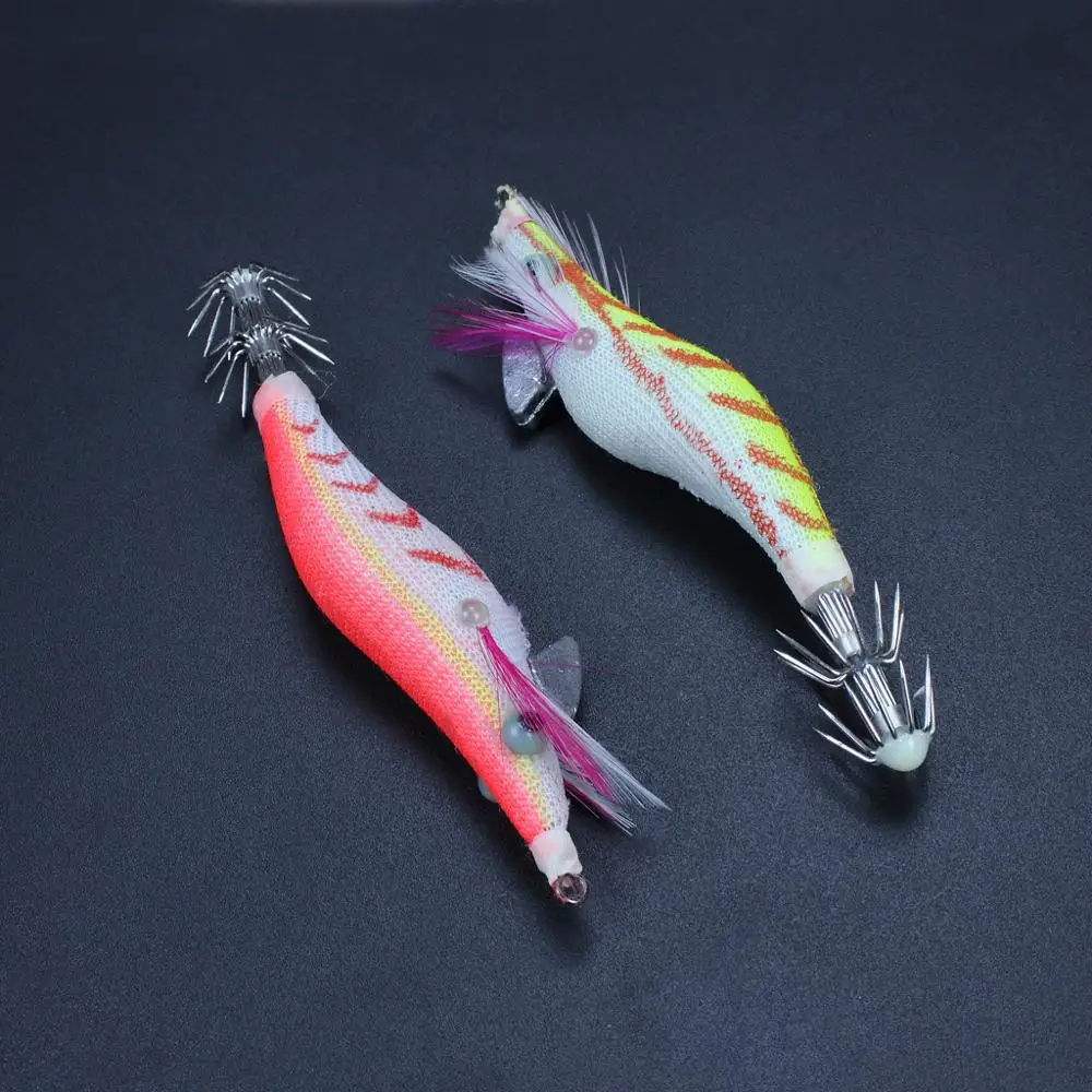 Noctilucent Glow Beard Shrimp Prawn Lures Cuttlefish Squid Jigs Baits Hook (12)