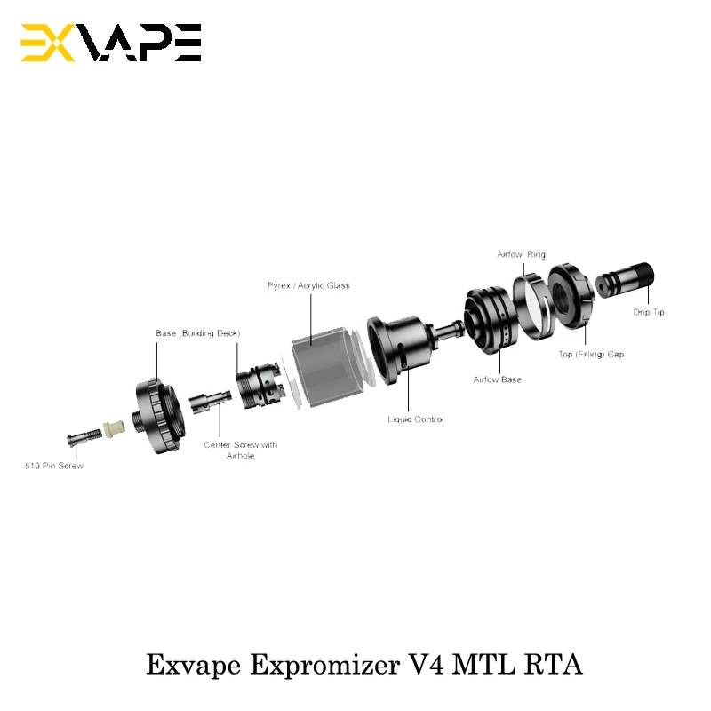 Электронная сигарета Exvape Expromizer V4 MTL RTA 23 мм Диаметр 2 мл Ёмкость один Головка