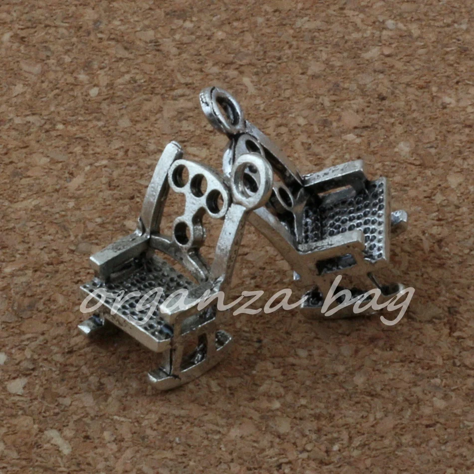 3D chair Charm Pendants 200Pcs/lot Hot sell Antique Silver Jewelry DIY 10x19X8mm A-178