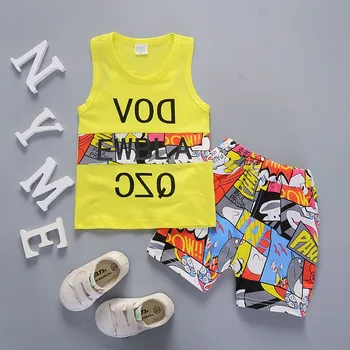 

Kids New baby Toddler 0-4 years old Cotton Boys Girls Suit Summer Sleeveless Vest Shorts 2 piece Suit Children Set 2019 Clothing
