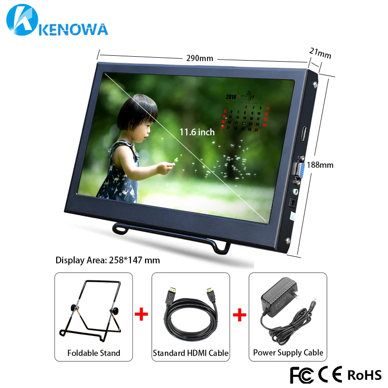 

NEW HOT 11.6 Inch 1366 * 768 LCD HD Display VGA Portable Computer Monitor For PS3 XBOX PS4 HDMI LCD Non Touch Screen PC Laptop