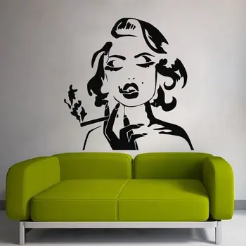 

Wall Vinyl Sticker Woman Smoking Marilyn Monroe Decal Home Bedroom Decor