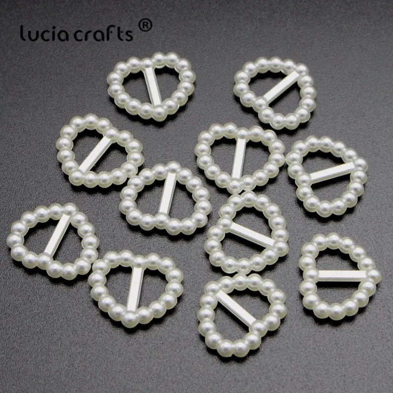 

48PCS White,Ivory Acrylic 15*16mm Imitational Pearl Heart Ribbon Slider Buckles Decorative Shoe Buckles F0402