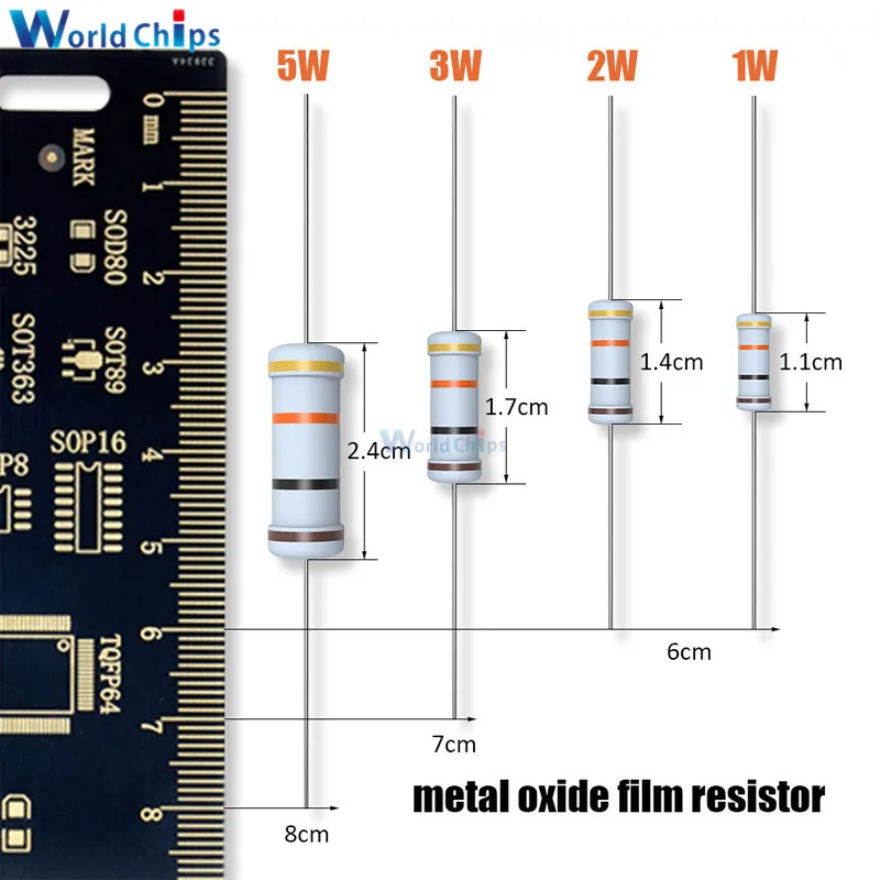 100 шт. 5% 2W 1R-1M Ω металлооксидный пленочный резистор 1R 4.7R 10R 100R 220R 1K 2,2 K 4,7 K 6,8 K 10K 22K 47K 100K 470K 1 МОм Ohm Сопротивление