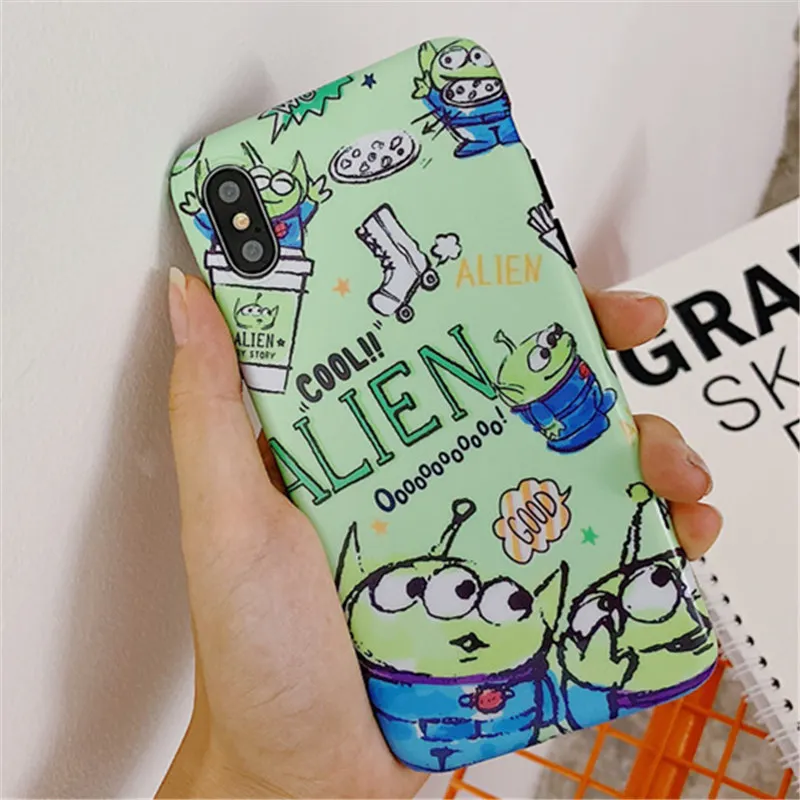 

100pcs Case For iPhone XS Max XR X Toy Story Alien TPU Silicone IMD Soft Case For Apple iPhone 8 6 6S 7 Plus Cover Coque fundas