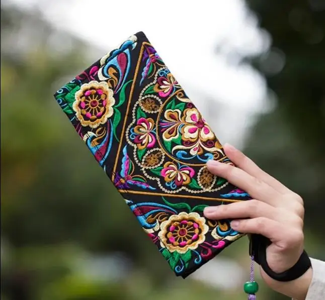 

MIWIND Ethnic Long Wallet Embroider Purse Female Boho Clutch Coin Bag Women's Lady Mobile Phone Bag Monederos Bordados Etnicos