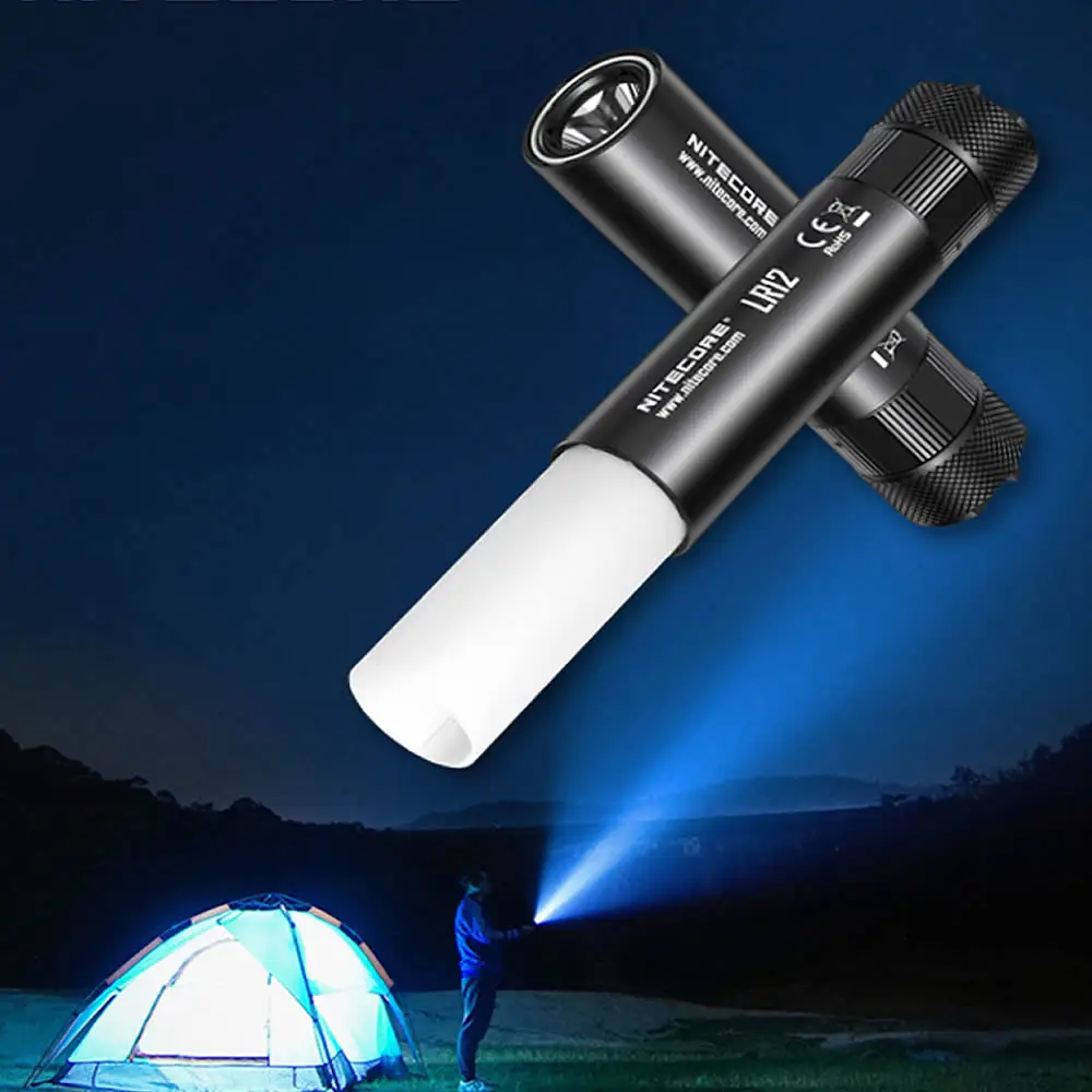 US $47.95 Top Sales NITECORE LR12 18650 Rechargeable Battery Retractable Diffuser Enables Lantern Flashlight Reading Camping Free Shipping
