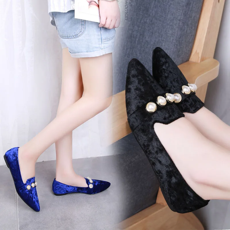 pointed toe velvet flats