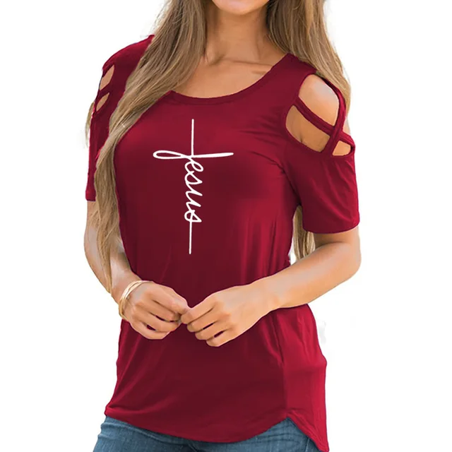2018 New Fashion Funny Print Tshirt Tops Plus Size Short Sleeve Cute Off Shoulder T-Shirt For Women 1