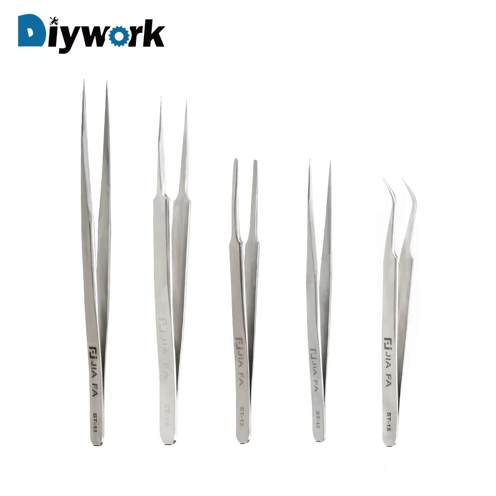 

DIYWORK Hand Tool Stainless Steel Thicken Electronics Forceps Precision Tweezer RST11-15