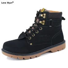 Autumn Winter Mens Boots Hot Sale Lace-Up Solid PU Leather Fashion Motorcycle Boot Outdoor Male Shoes yik9