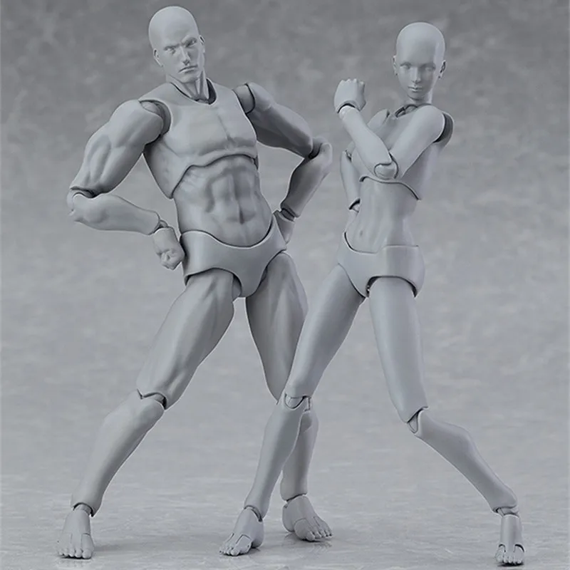 

[PCMOS] 2017 Anime Figma 15th Anniversary Gray Color Ver. HE & SHE 14cm/6inch PVC Action Figure Model Set New In Box 9023 9024