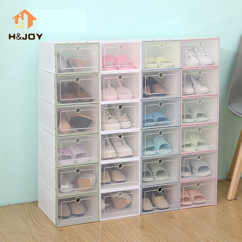 

5PCS Shoe Storage Box Case Transparent Eco-Friendly Plastic Storage Box Rectangle PP Shoe Organizer Thickened drawer Shoe Box