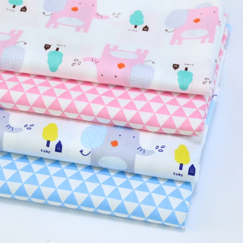 

Blue Pink Elephant Cotton Fabric for Diy Sewing DIY Quilting Patchwork Tissue Kids Bedding Textile Tilda Doll Cloth Fabric