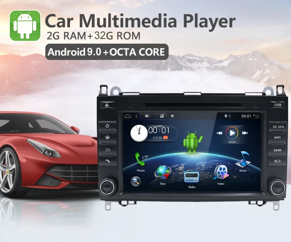 Discount OCTA CORE Android 9.0 For Mercedes Benz Sprinter B200 W209 W169 W169 B-class W245 B170 Vito W639 2 DIN Car DVD player Radio gps 1