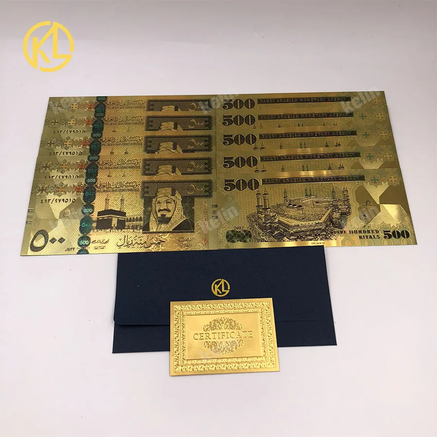 Лидер продаж 10 шт./лот деньги в подарок из Саудовской Аравии 500 эриялов Золотая
