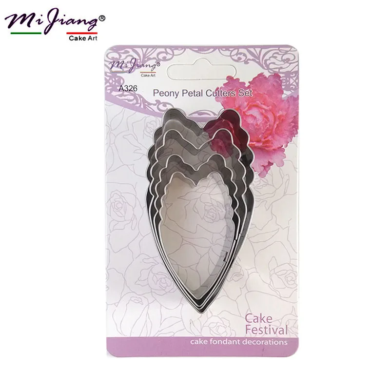4pcs Stainless Steel Cookie Cutter Set Peony Flower Petal Baking Mold