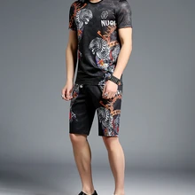 Дизайн мужской летний короткий рукав мужской комплект из двух частей Топы мужской спортивный костюм
