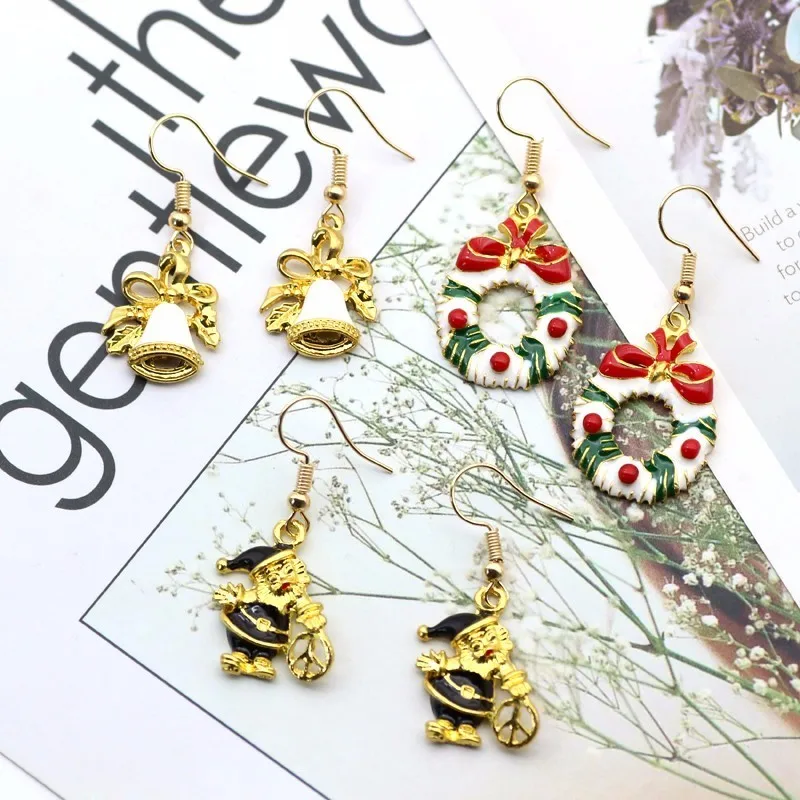 DIY Мода Рождество Серьги для Для женщин Винтаж Шарм Подвески Санта Клаус