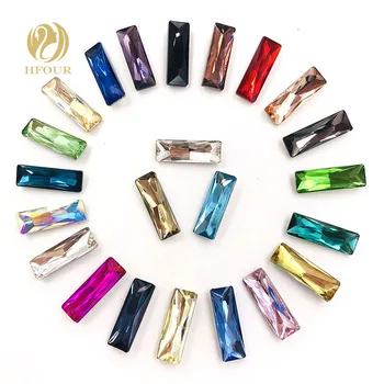 

NEW 5X10/5X15mm 50pcs/pack Rectangle shape Mixed color Glue on rhinestones pointback Strip rhinestones diy clothing accessories