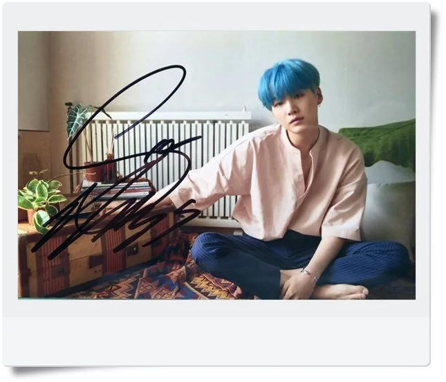 Подпись Bangtan Boys SUGA фото с автографом LOVE YOURSELF 4*6 дюймов Бесплатная доставка 092017C|bts