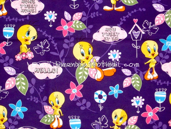 Cd008 - 1 Yard Cotton Woven Fabric - Cartoon Characters, Tweety Bird And  Flower - Purple (w140) - Fabric - AliExpress