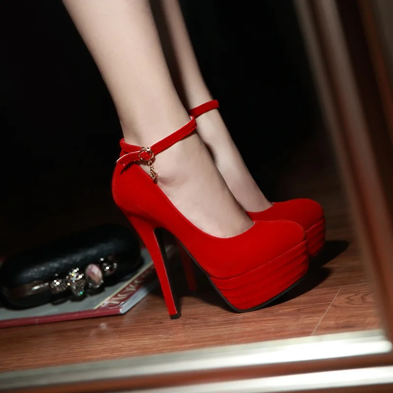 Lapolaka/Новинка,, большие размеры 31-43, вечерние женские туфли на высоком каблуке 14 см Женская обувь пикантные женские красные туфли-лодочки на платформе