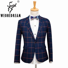 Пиджак+ брюки мужской костюм модный Свадебный костюм жениха с брюками для мужчин мужской синий клетчатый формальный костюм тонкий под заказ смокинг