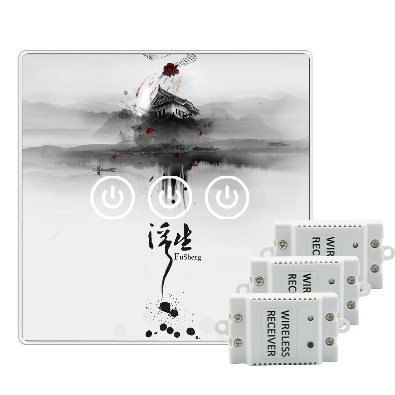 

Saful Wireless Touch Light Switch 3 gang 3 Way DIY Remote Control Crystal Glass Panel LED indicator Wall Light 12V Switch