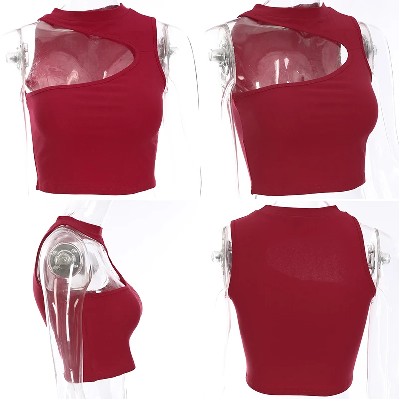 Sweetown белый короткий топ, рубашка Уличная Сексуальная Открытая спереди черные женские летние топы без рукавов красный топ-бюстье на бретелях