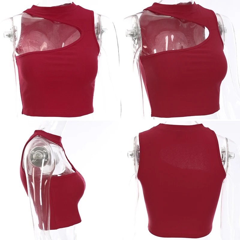 9Sweetown White Tank Top Women Black 2018 Hollow Out Front Summer Crop Tops Red Bralette Bustier Top Sleeveless Camisole Bralet