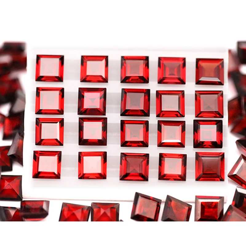 Gemstone Natural Deep Red Garnet for Jewelry 7X7mm10pcs High Quality Square Cut Losse Gemstones Support for DIY Design