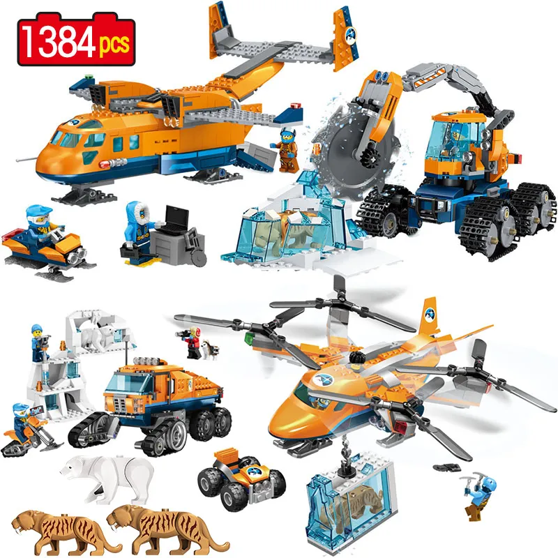 

1384pcs Creator City Building Blocks Arctic Scout Truck Air Transport Supply Model Technic Bricks Figures Toys for Children GB16