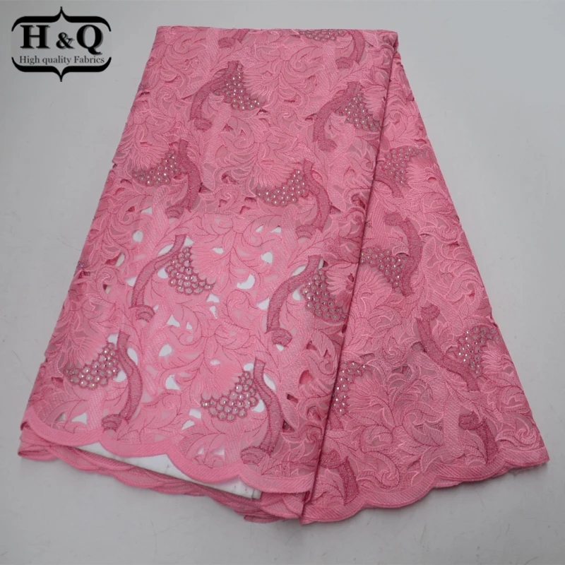 

Pink Organza Lace fabric high quality Swiss voile lace fabric Embroidery and Stones African lace fabric for Formal dress 5 yards