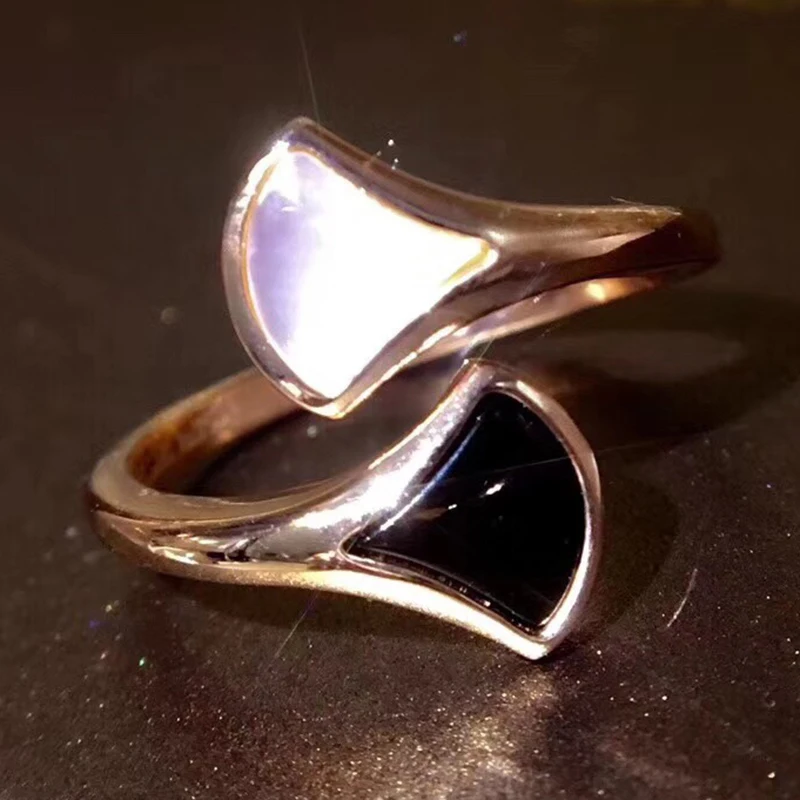 

Hot Brand Pure 925 Sterling Silver Jewelry For Women Natural Mother Shell Pearl Double Fan Rings Adjustable Rings Silver Jewelry