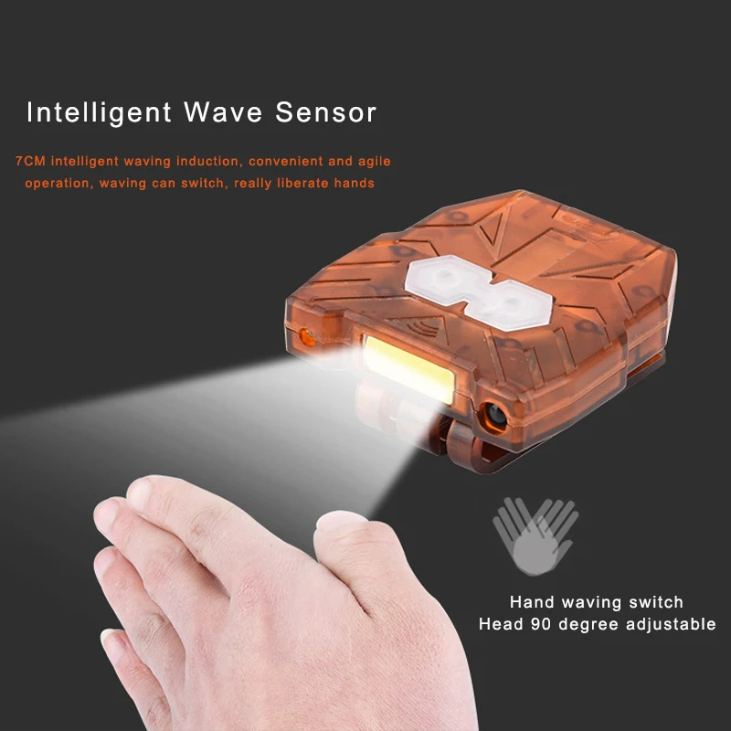 

COB LED Induction Hat Clip Lights Headlight Fishing Touch Sensor Headlamp USB Charging Cap Head Lantern Clip On Head Torch