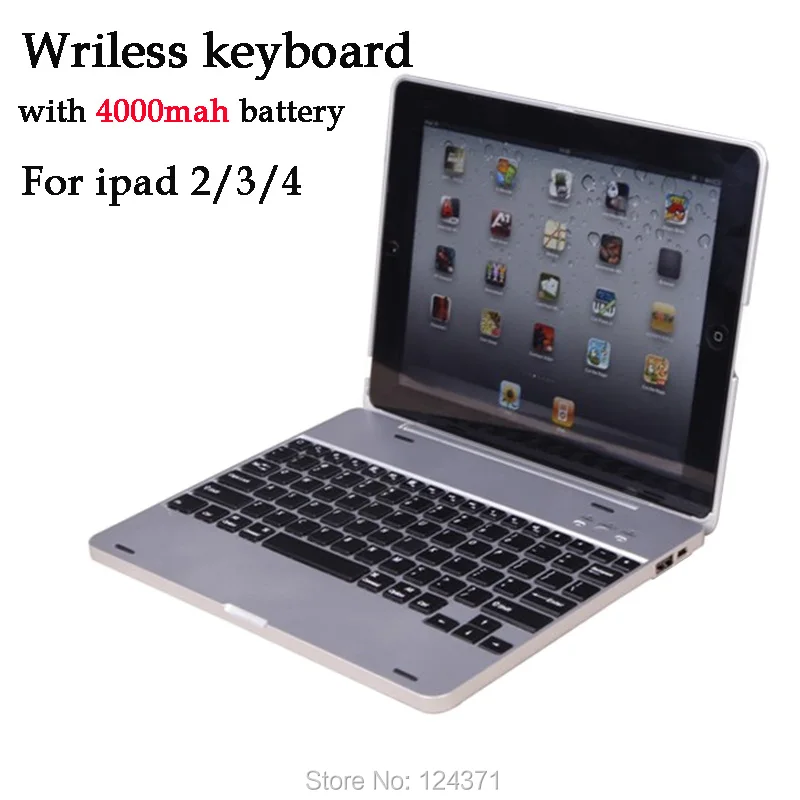 

Free Shipping V3.0 Multimedia Wireless Bluetooth Keyboard For Ipad2/ Ipad3/Ipad4 with 4000mAh Power Bank Case For iPad 2 3 4,