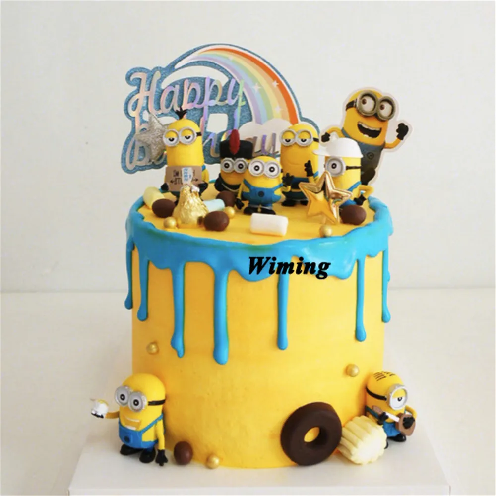 cake topper birthday minions toy cake decorating supplies children kids baby birthday gifts toys minions party cupcake toppers