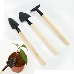 3 шт. мини садовый набор инструментов с деревянной ручкой садовая лопата грабли наборы Мини Набор Открытый Бонсай инструменты