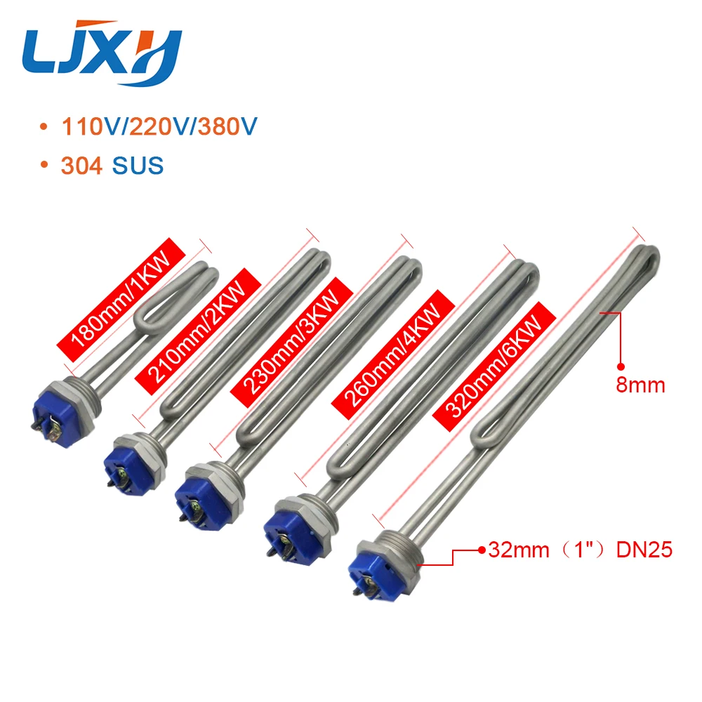 LJXH складной винт в электрический водонагреватель элемент с 1 дюймов NPT резьба 1 кВт/2 кВт/3 кВт/4 кВт/6 кВт 304 нержавеющая сталь