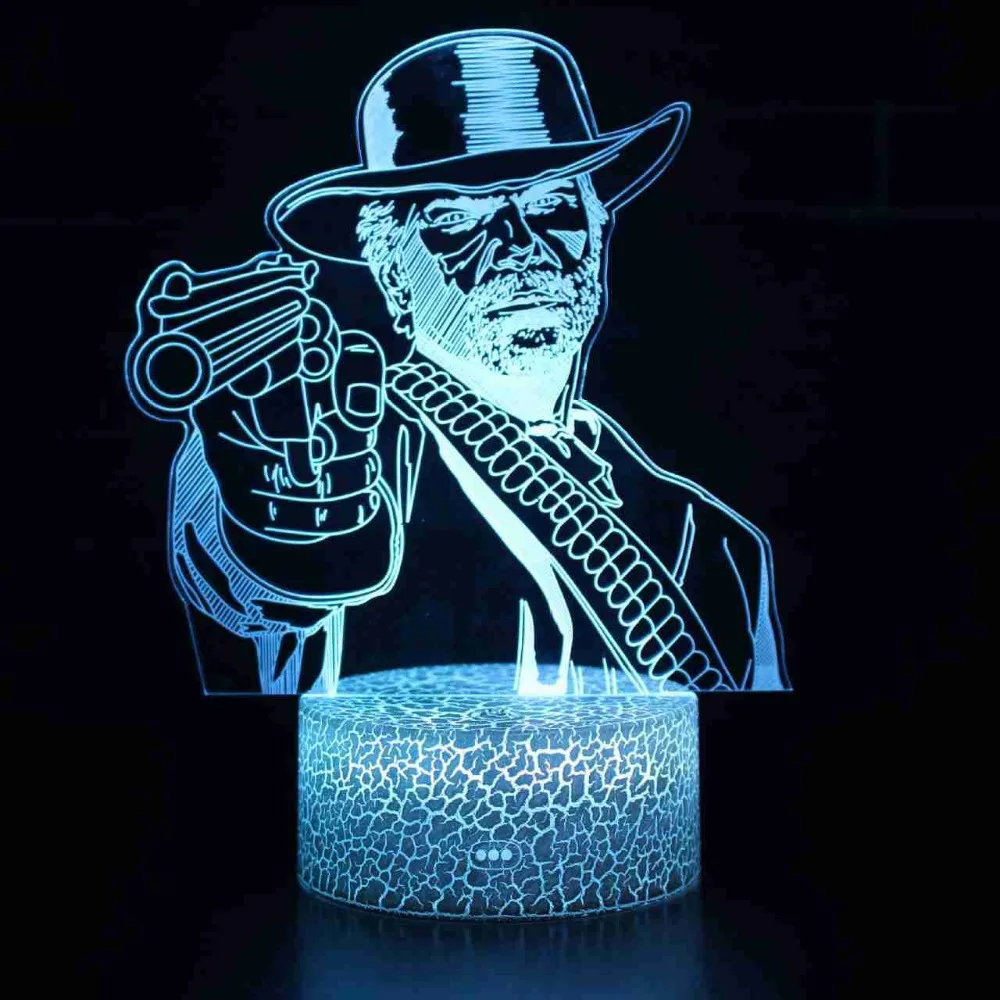 

7 Colors Change Armed Escort Pistol Shooter LED 3D Visual Illusion Night Light Creative Table Decoration Light Novelty Lamp Gift