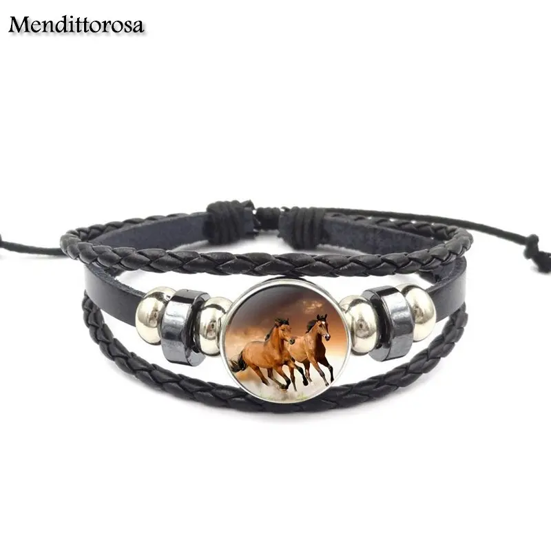 Модный браслет Mendittorosa из черной кожи для женщин и девушек ювелирные