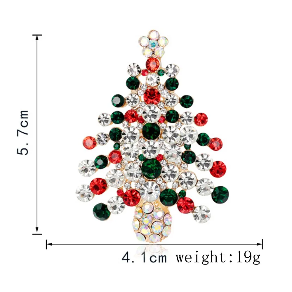 JUJIE, Рождественская разноцветная брошь в виде дерева с кристаллами для женщин,, стразы, броши для воротника, брошь на булавке, модное ювелирное изделие