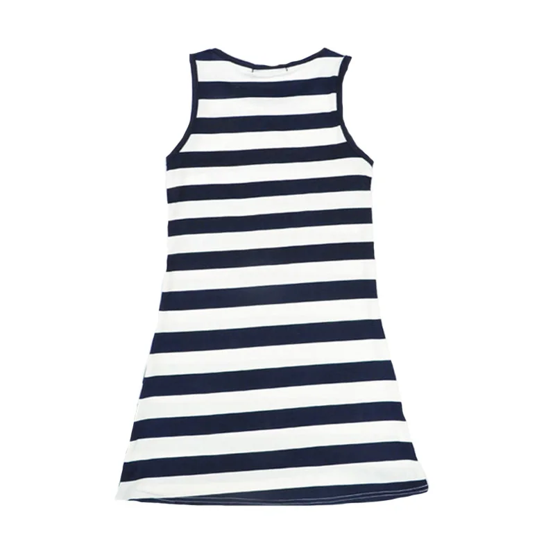 2015 summer style Navy striped mother daughter dresses Sequin Anchor sleeveless long dresses fashion Polyester family look clothes (2)