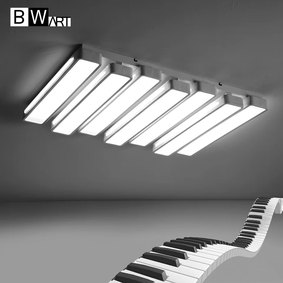 BWART Modern led Ceiling chandelier light Smart Remote Black White Piano keys fixture chandelier for dining living room bedroom