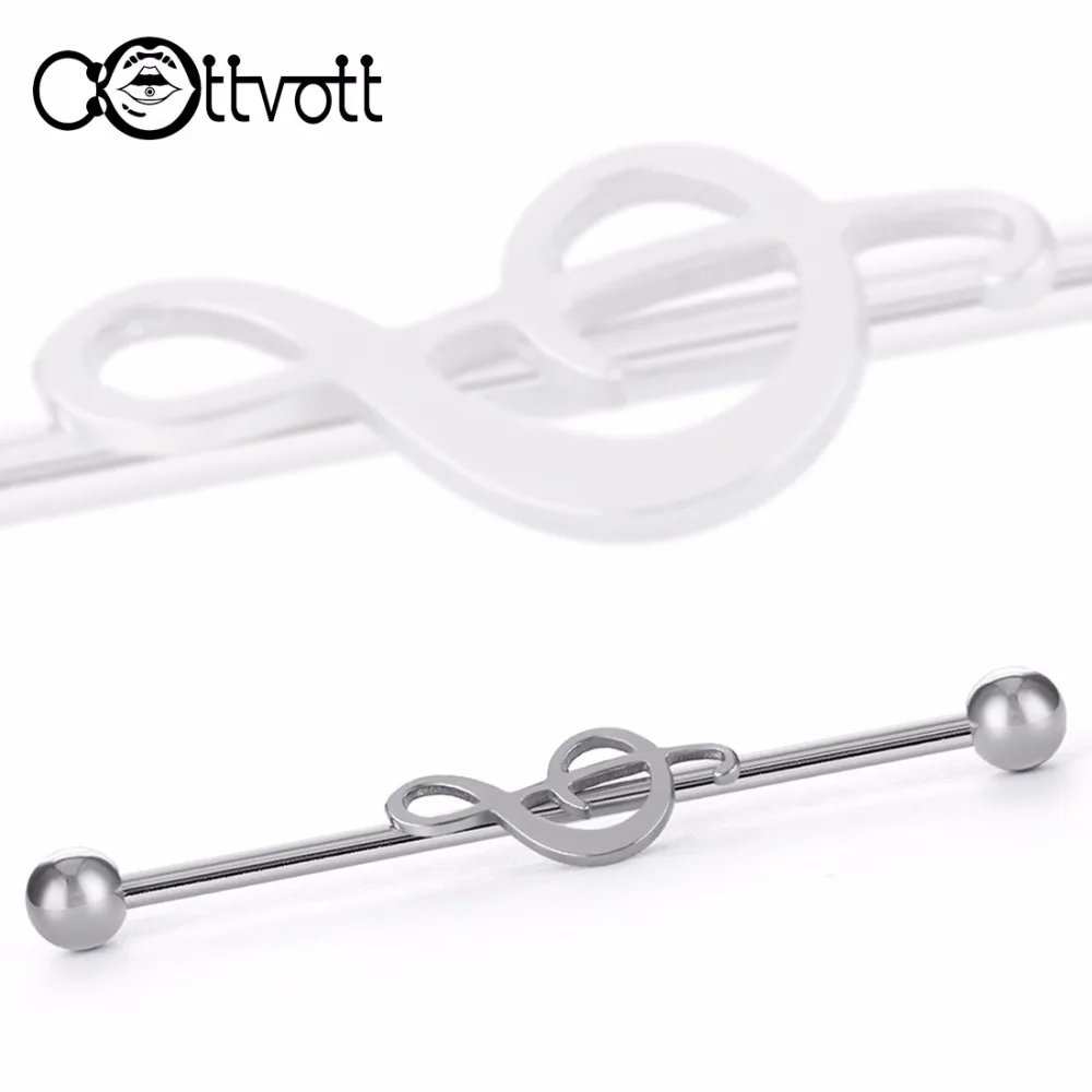 2pcslotPopularMusicNoteIndustrialBarbellwithBallHeadStainless