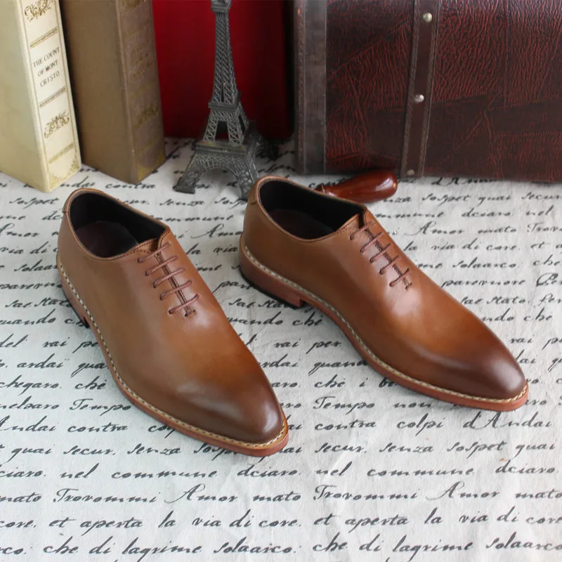 

SKP174 Italia Goodyear Craft Genuine Calf Leather Men's oxfords Hand Made Shoes  yellow  Color - Dropshipping Low Price